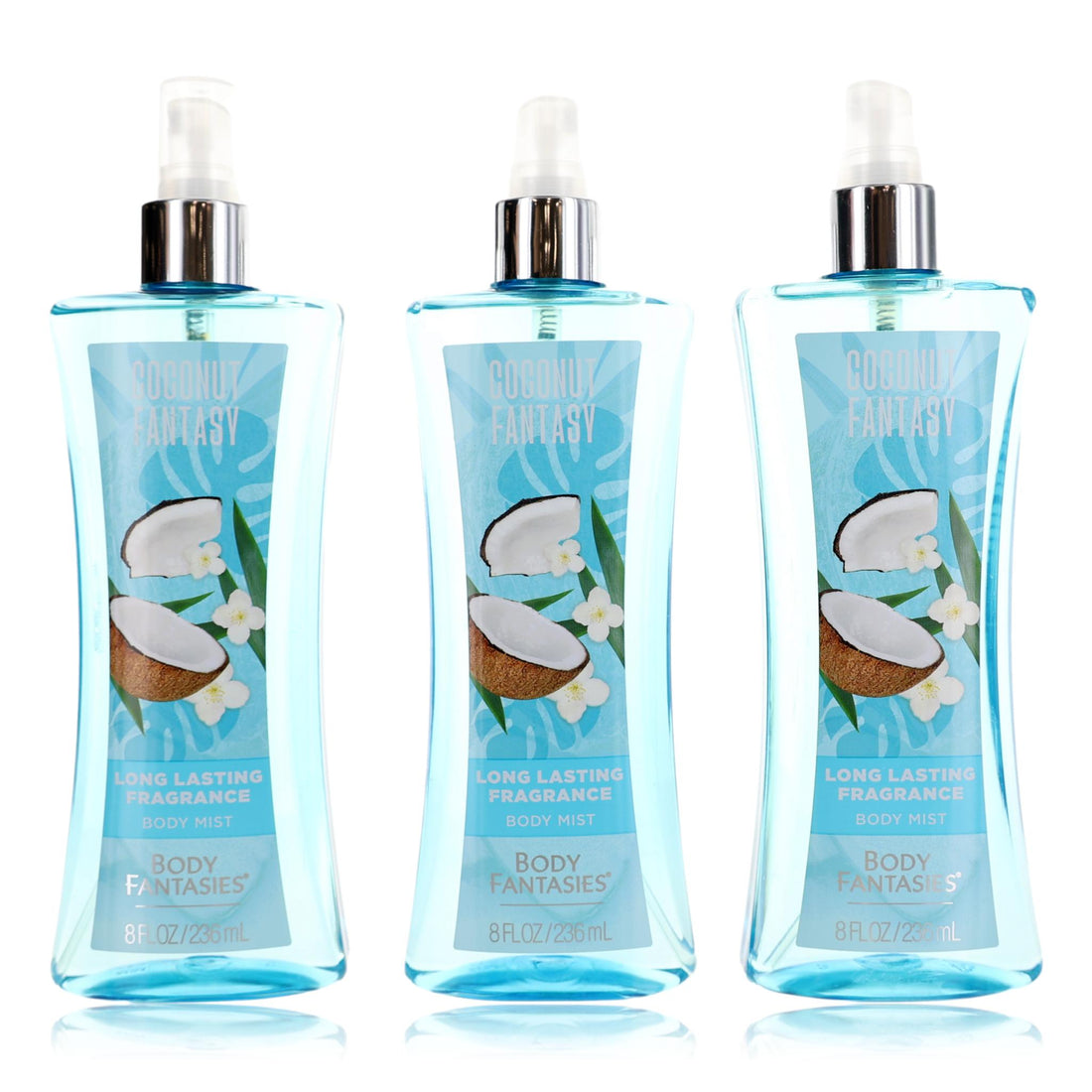 Coconut Fantasy by Body Fantasies, 3 x 8oz Fragrance Body Spray women